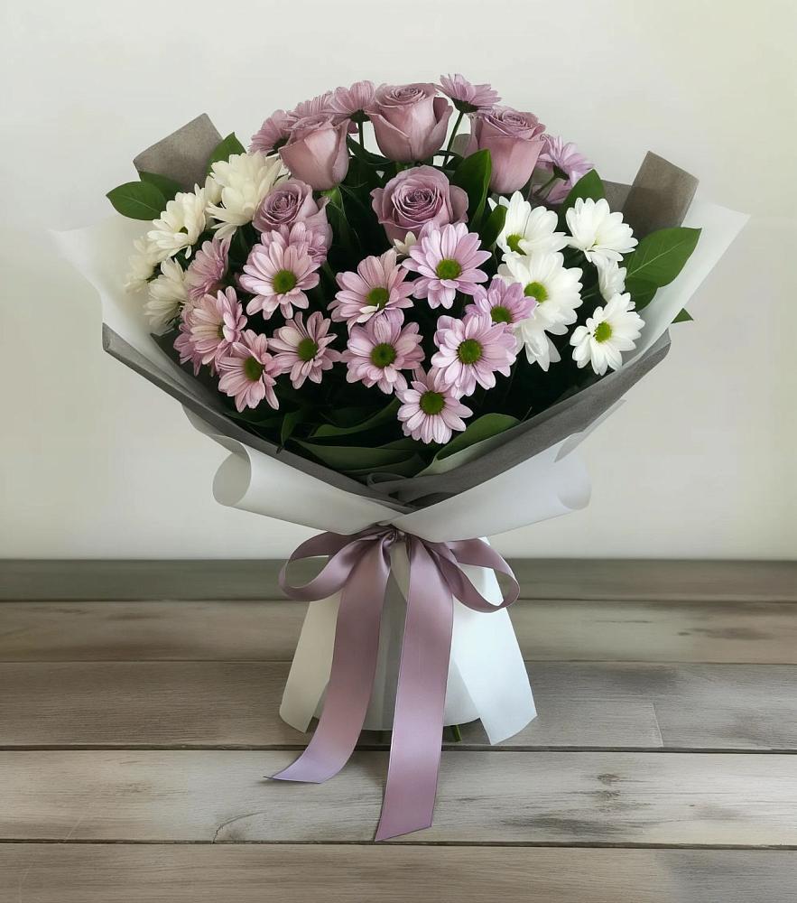 Букет цветов из: Хризантемы и Розы в Сорокино