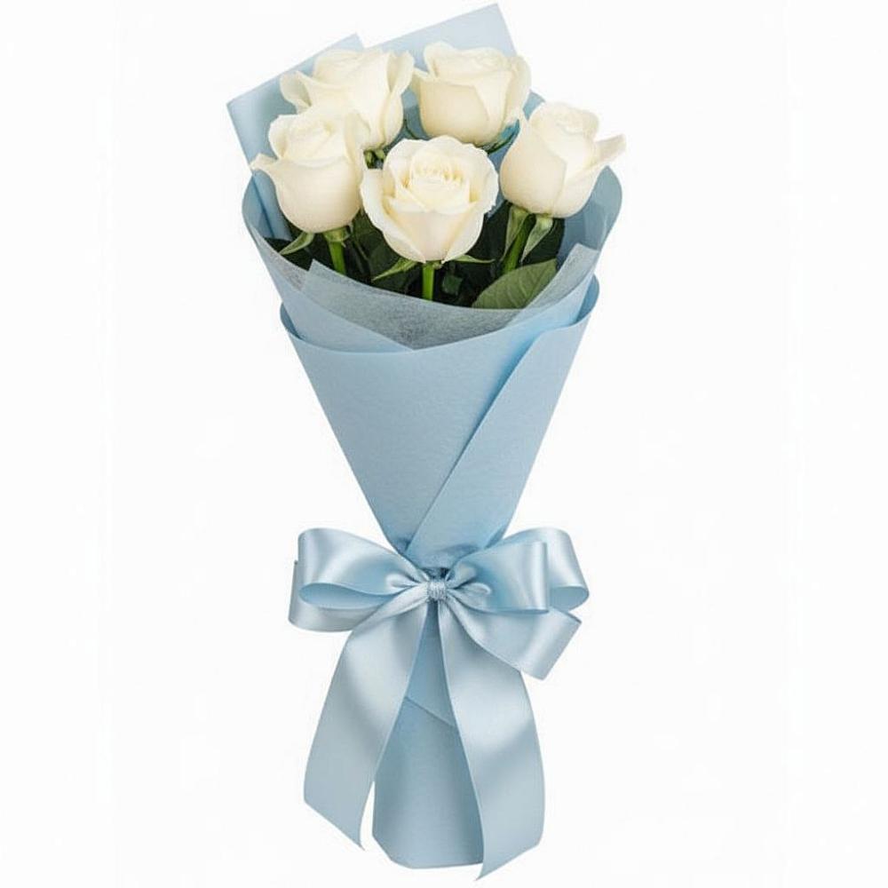 Букет 5 Белых роз Проуд в Сорокино