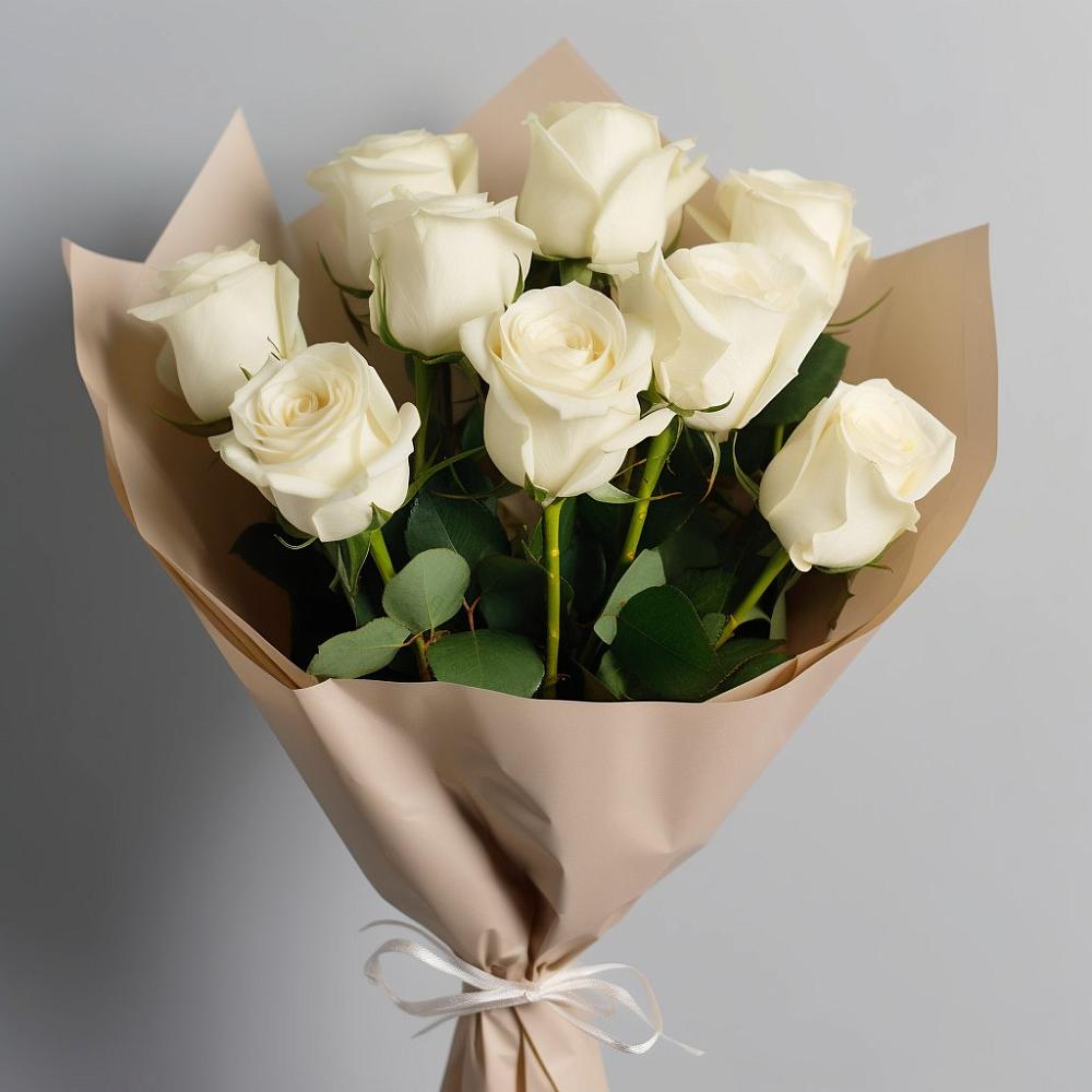 Букет 9 Белых роз Эдлесс Лав в Сорокино