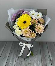 Букет цветов из:  Розы, Герберы и Хризантемы в Сорокино
