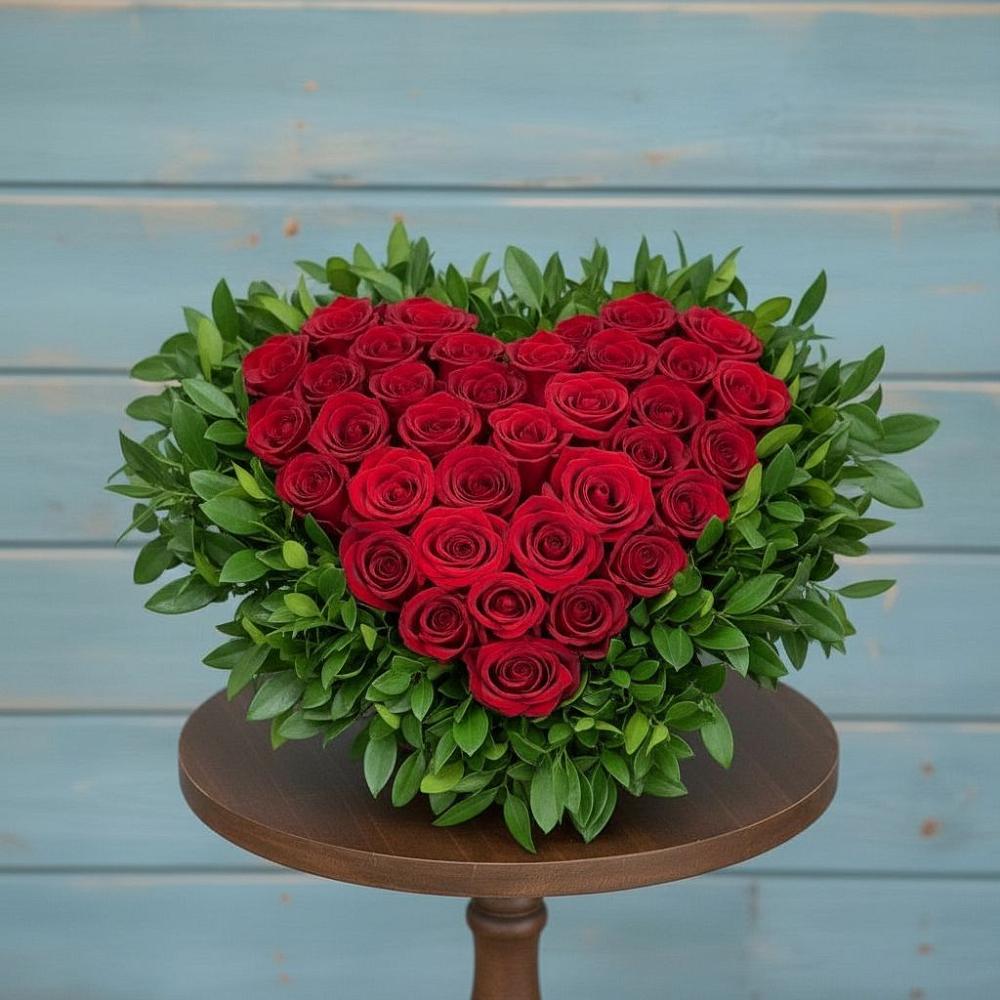 Цветочная композиция из Розы в виде сердца в Сорокино