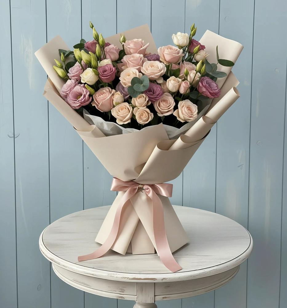 Букет цветов из: Розы и Лизиантусы в Сорокино