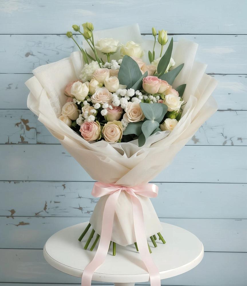 Букет цветов из: Розы и Лизиантусы в Сорокино