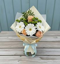 Букет цветов из:  Герберы, Розы и Хризантемы в Сорокино